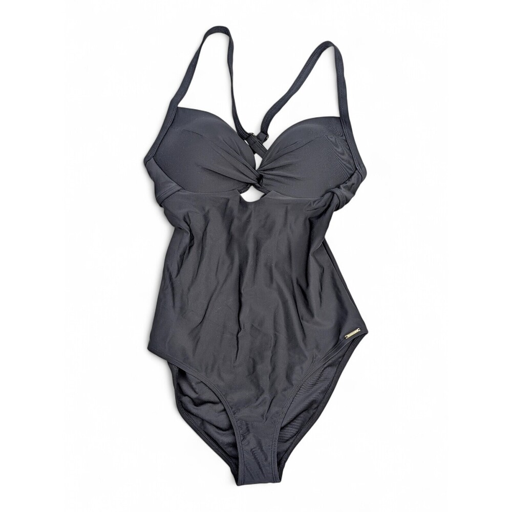Relleciga Twist-Front Black One-Piece Swimsuit Size S